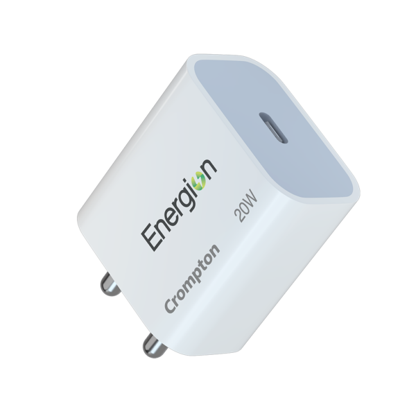 Crompton Energion 20W PD Type-C Fast Mobile Charger – BIS Certified, White