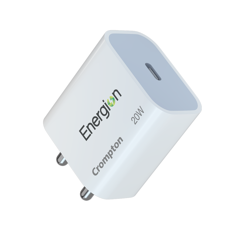 Crompton Energion 20W PD Type-C Fast Mobile Charger – BIS Certified, White