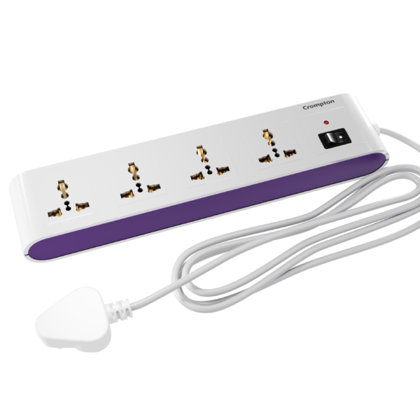 Crompton Powerbox Alpha S 4-Socket Extension Board 6A with Surge Protection – 2m Cord